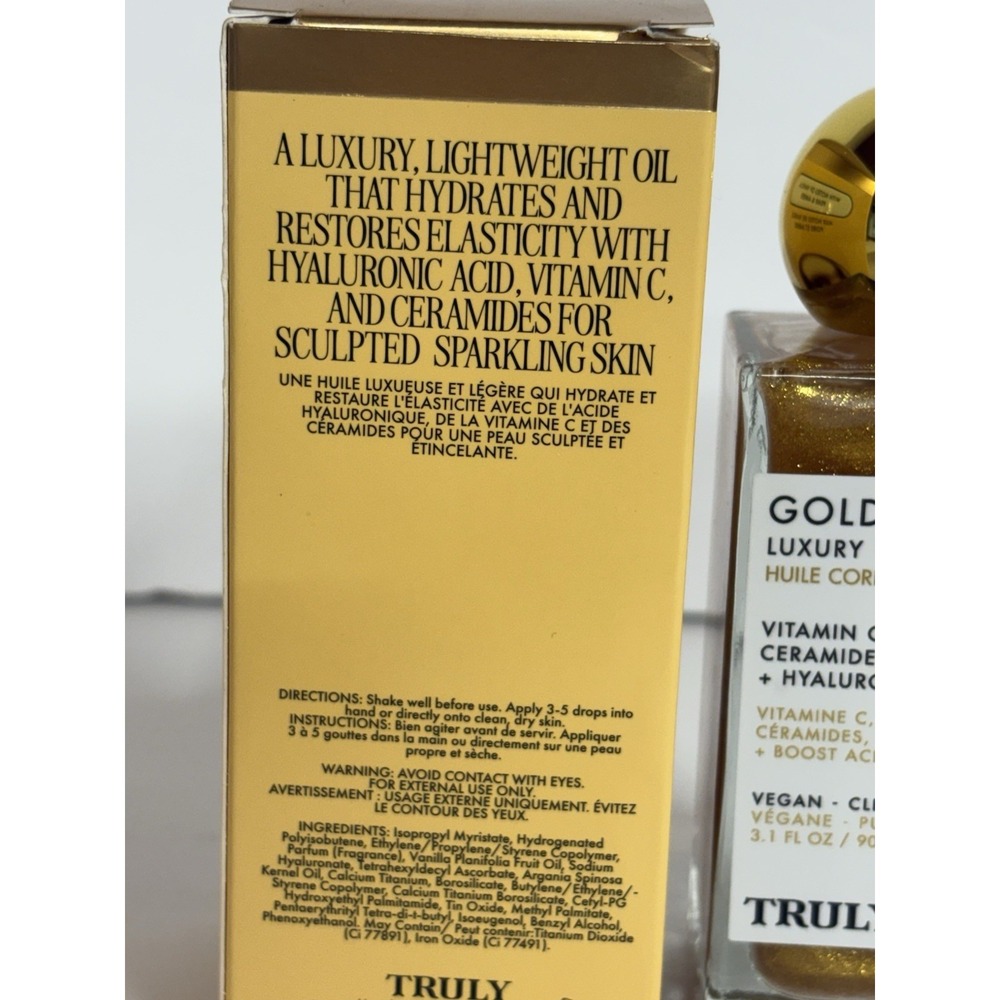 TRULY Golden Glaze Luxury Body Oil Vegan Hyaluronic Acid Boost 💕 3.1 Oz / 90ML - Picture 3 of 4